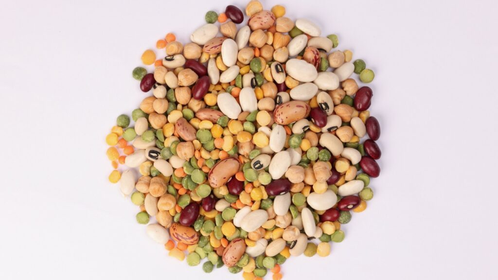 Mixed beans multi grain colorful mixture on white background