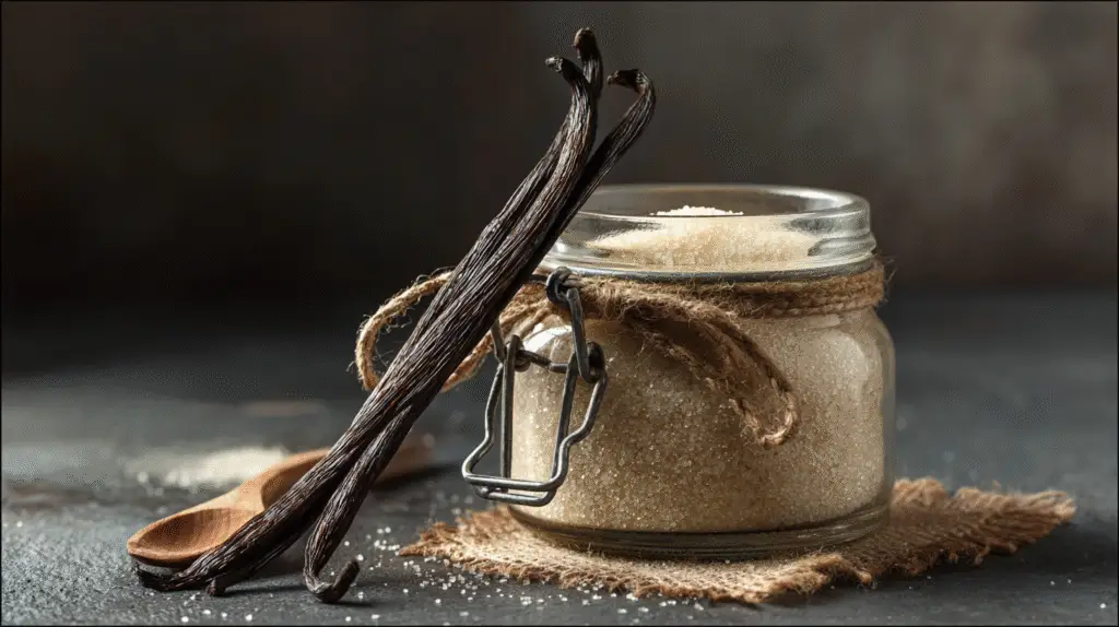 Store a vanilla bean pod in a jar of sugar
