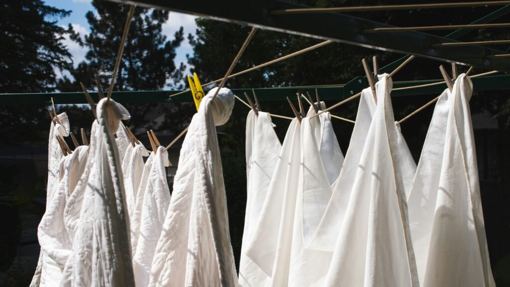 Clothes drying on clothesline