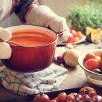 A housewife cooking tomato sauce food photography recipe idea