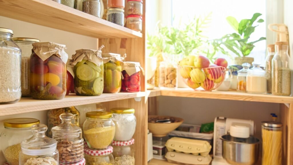 Storage of food in the kitchen in the pantry